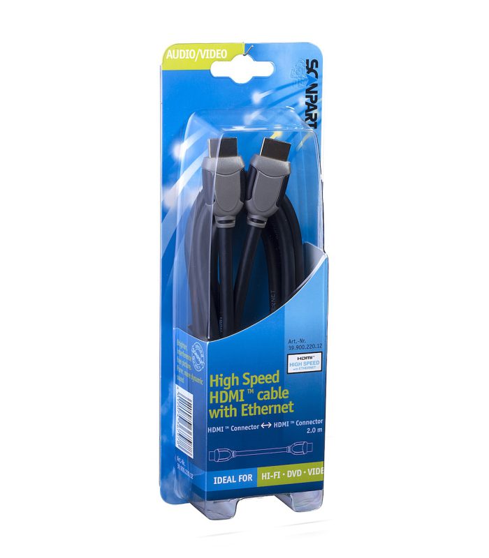 Scanpart High Speed HDMI kabel met Ethernet 2.0m HDMI kabel Zwart