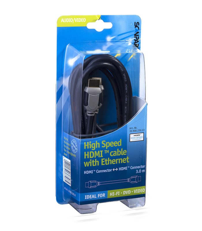 Scanpart High Speed HDMI kabel met Ethernet 3.0m HDMI kabel Zwart