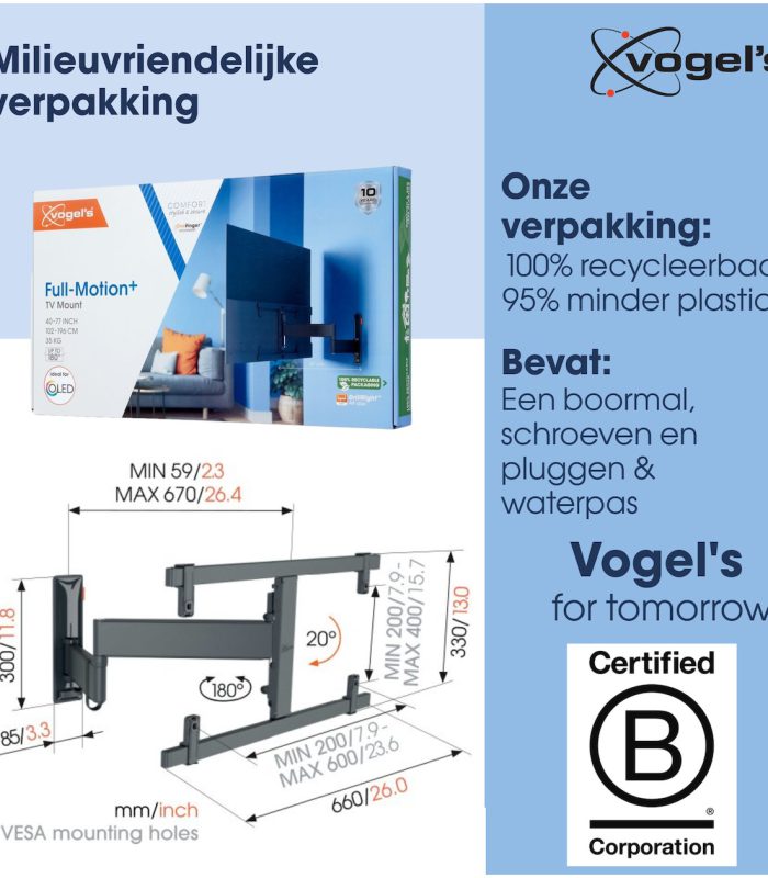 Vogels TVM 3665 Draaibare OLED tv-beugel TV beugel Zwart