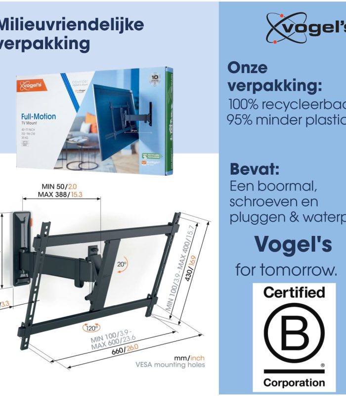 Vogels TVM 3625 Draaibare tv-beugel TV beugel Zwart