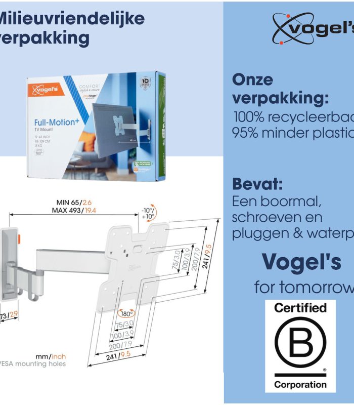 Vogels TVM 3245 Draaibare tv-beugel TV beugel Wit