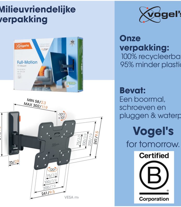 Vogels TVM 3225 Draaibare tv-beugel TV beugel Zwart