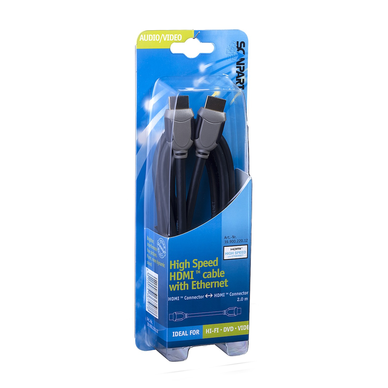 Scanpart High Speed HDMI kabel met Ethernet 2.0m HDMI kabel Zwart