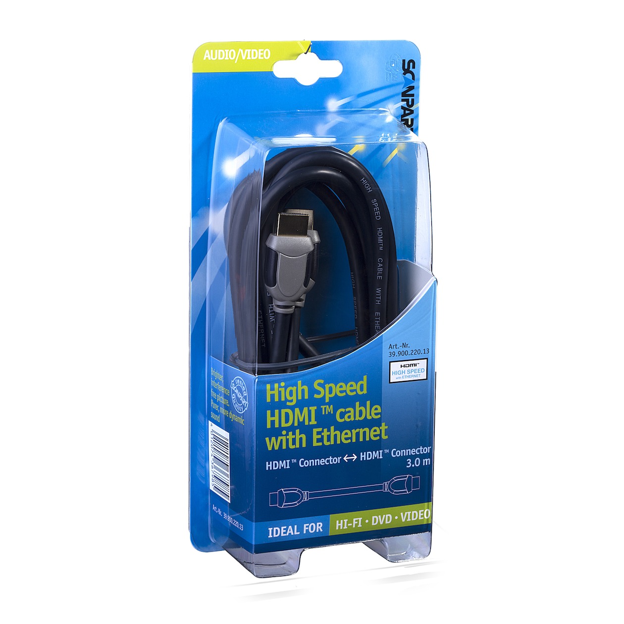 Scanpart High Speed HDMI kabel met Ethernet 3.0m HDMI kabel Zwart