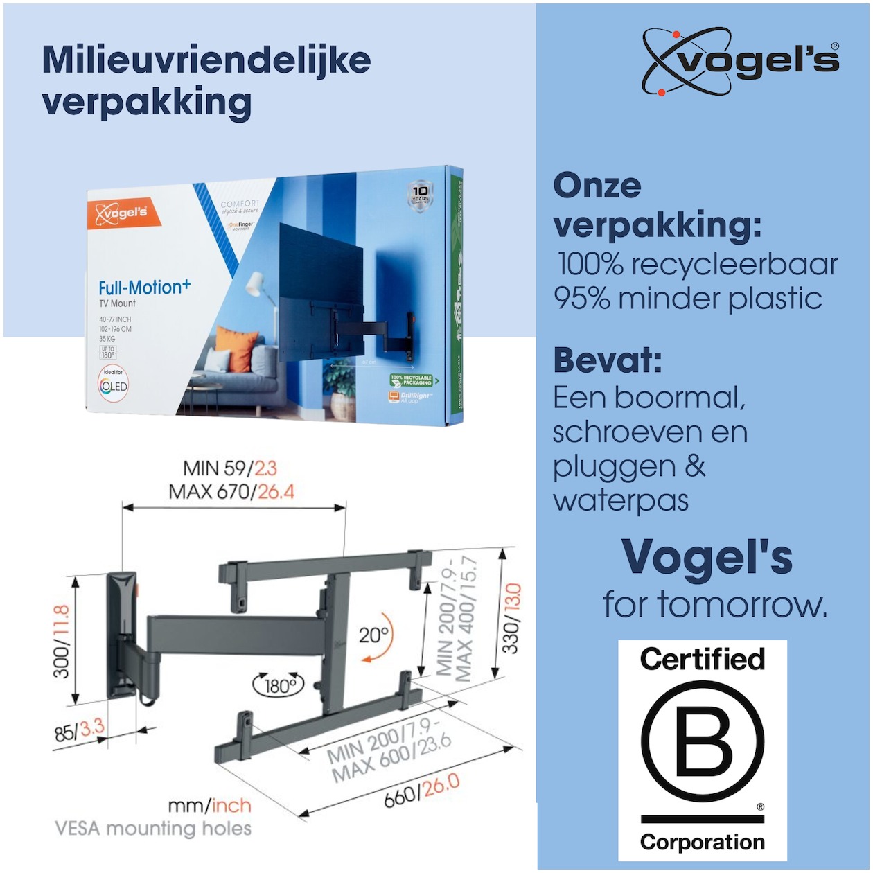 Vogels TVM 3665 Draaibare OLED tv-beugel TV beugel Zwart