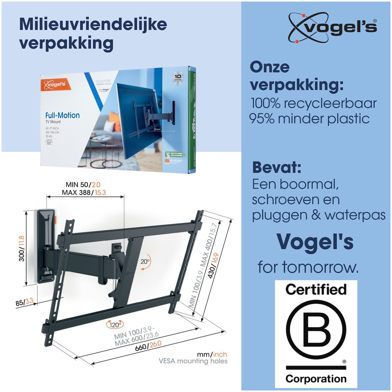 Vogels TVM 3625 Draaibare tv-beugel TV beugel Zwart