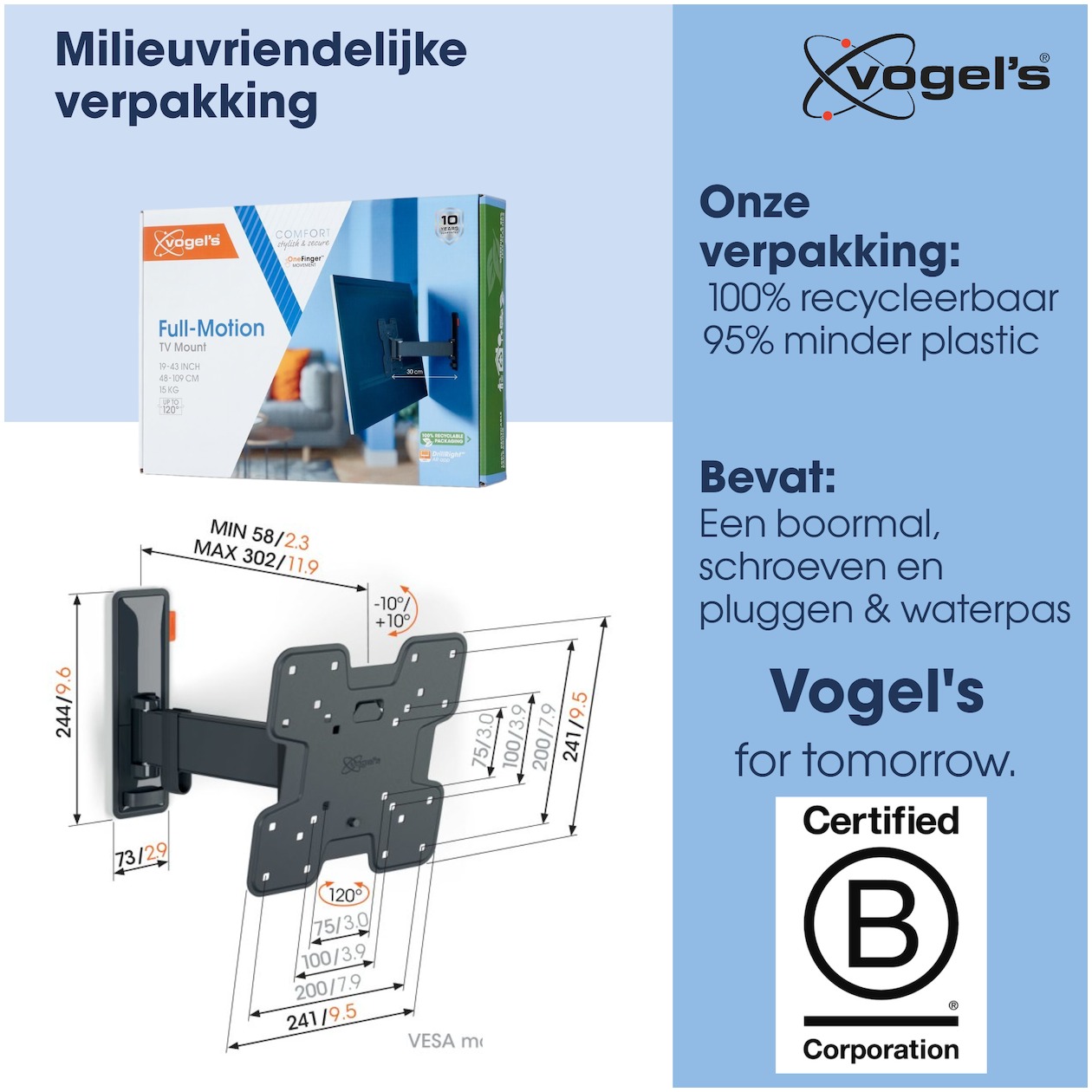 Vogels TVM 3225 Draaibare tv-beugel TV beugel Zwart