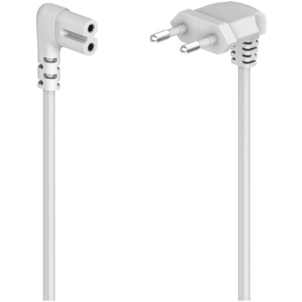 Hama Power Cable Angled Both Sides Euro Plug AC Connector C7 3 m Kabel Wit - Afbeelding 2