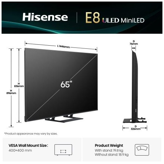 Hisense 65E8Q (2025) - 65 inch - MiniLED TV