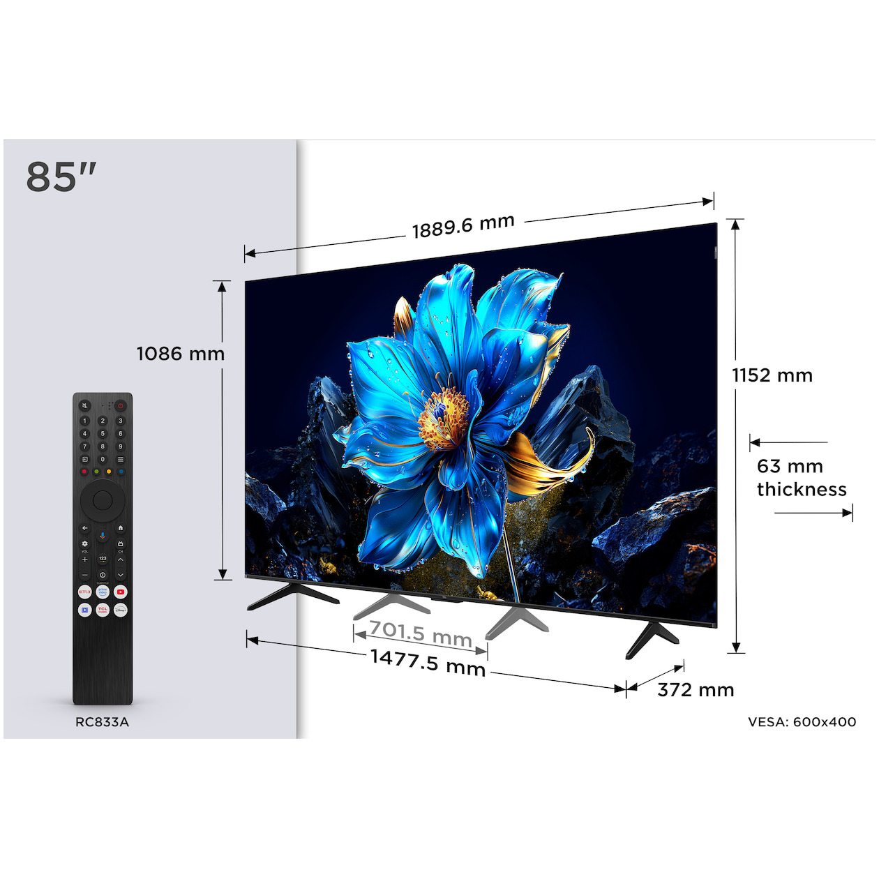TCL QLED 85QLED780K (2025) - 85 inch - QLED TV